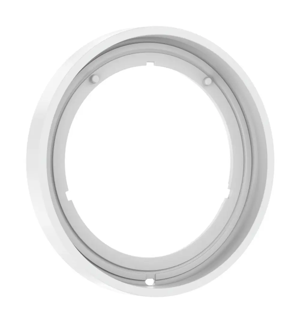 Runde weiße Rosette mit innerem Rand, ideal für die Wandmontage, hergestellt von Hansgrohe. Entworfen zur passenden Ergänzung von Sanitärinstallationen.